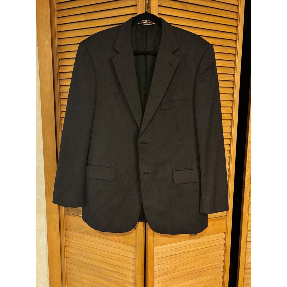 Pronto Uomo Platinum Men Wool Suit Jacket and Pants Charcoal Black 43R 36x30